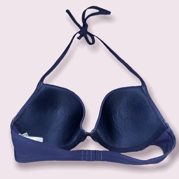 Aerie Bikini Top Bridget Navy Blue Padded Halter Womens Size 36 C / Medium - Picture 2 of 3